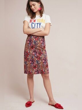 Anthropologie Maeve Golden Bliss Pencil Skirt